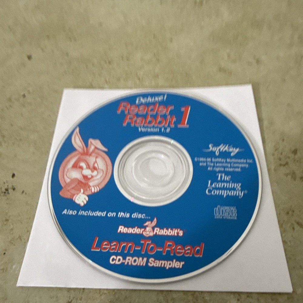 Deluxe 1996 Soft Key Reader Rabbit 1 Version 1.2 - Learn To Read CD Rom Sampler