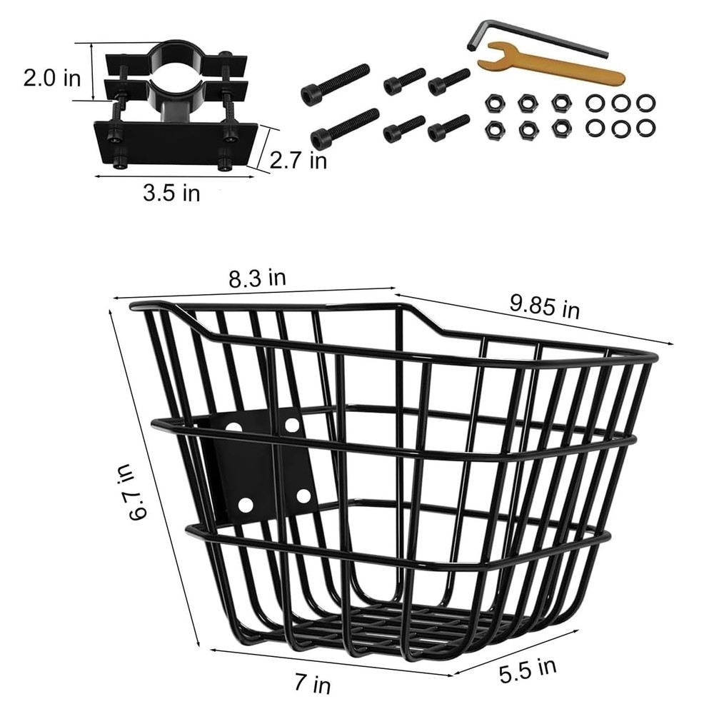 Small Basket for Scooter with Fixed Holder - Rust-Resistant Front Mount for E...