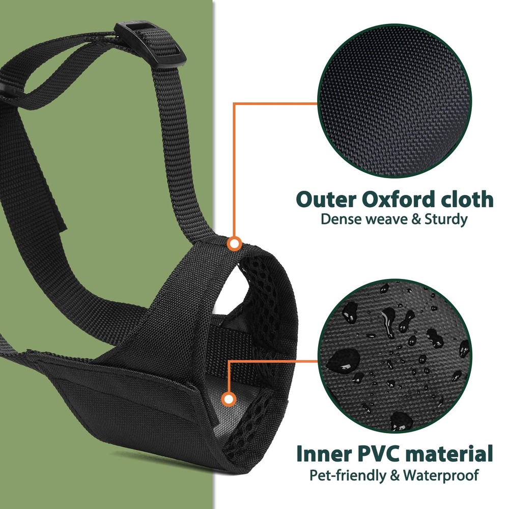 Mayerzon Pitbull Muzzle, Soft Dog Muzzle with L [Snout Cir: 9.75"-11"], Black