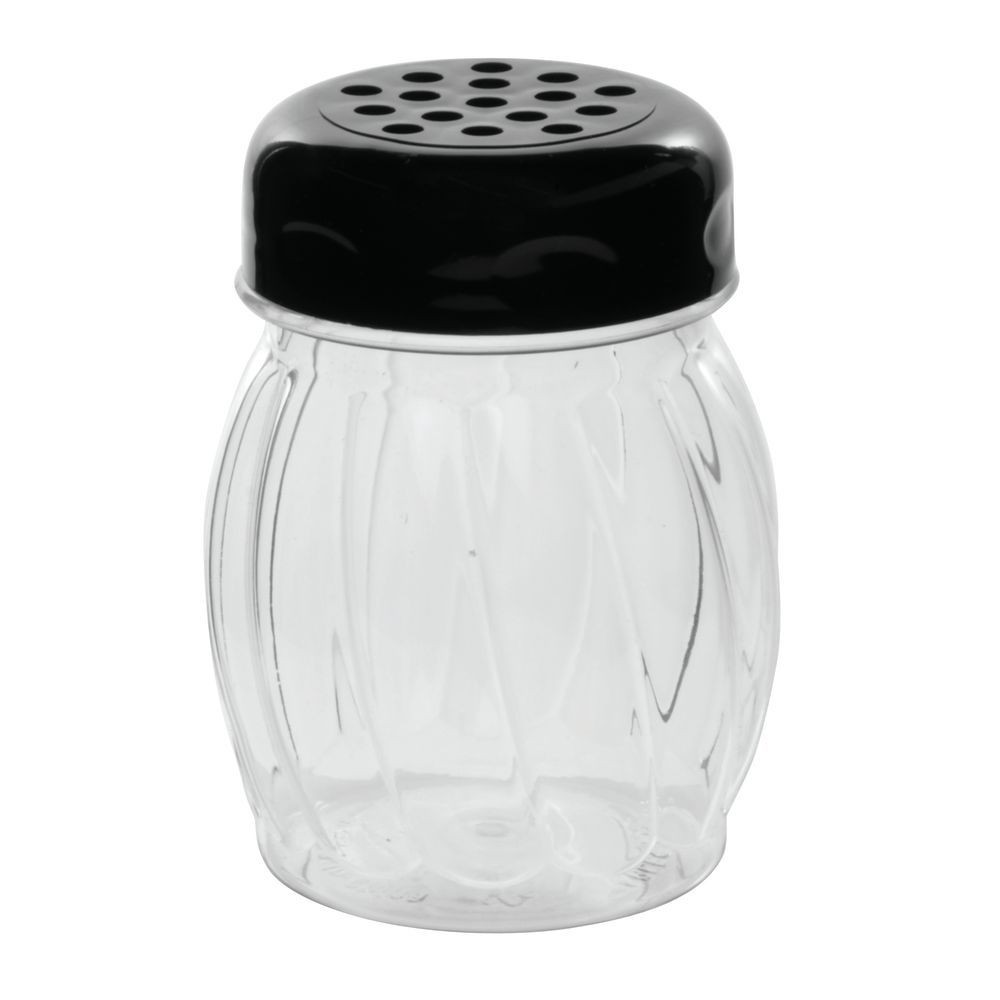 Tablecraft 6 oz Plastic Shaker with Black Plastic Perforated Top