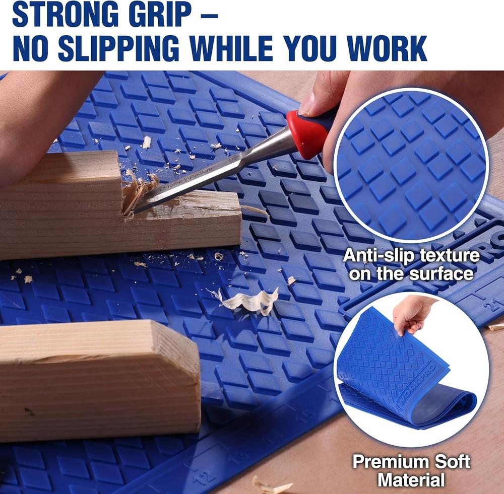 WORKPRO 2PC Silicone Glue Mat Non-Stick Workbench Pad Protector Measurement Grid