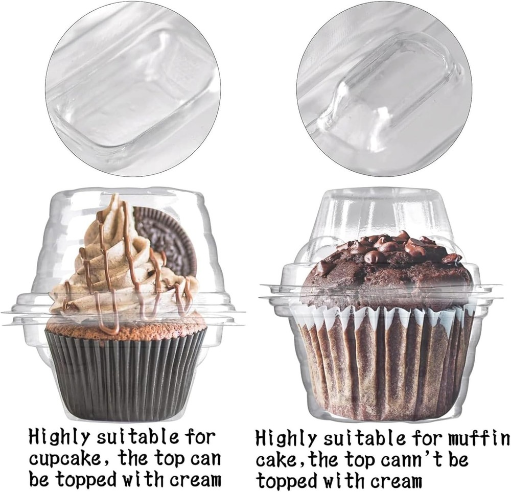 25 Pack Individual Cupcake Containers Plastic Cupcake Boxes Cupcake Holders S...