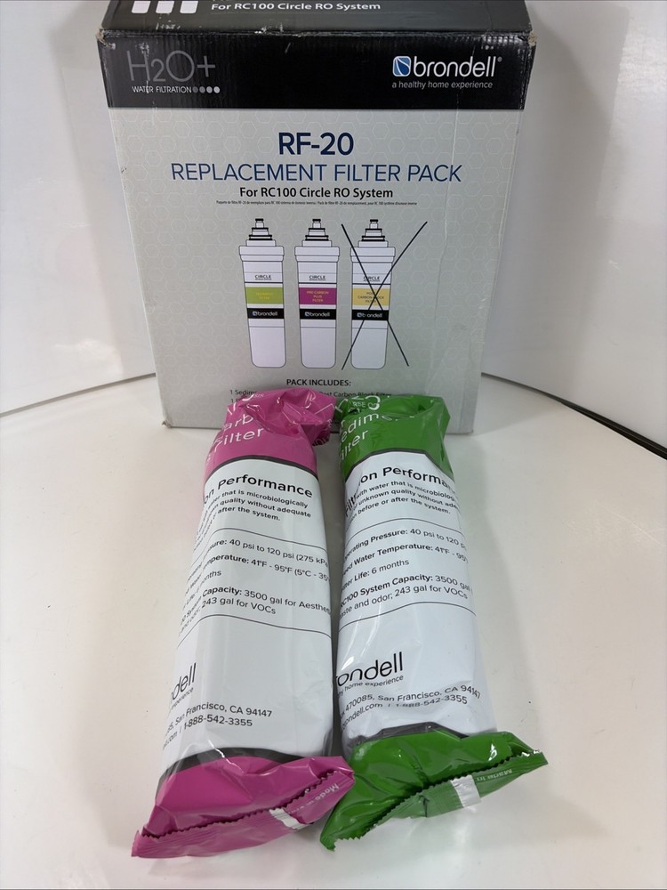 Brondell RF-20 Water Filter for Pre-Carbon Plus + Sediment New, Sealed