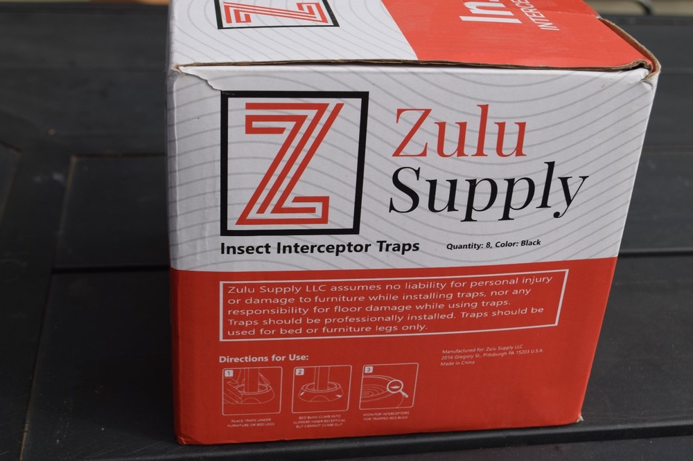 Zulu Supply Bed Bug Interceptors, Traps, 8 Pack, Black, Bedbug