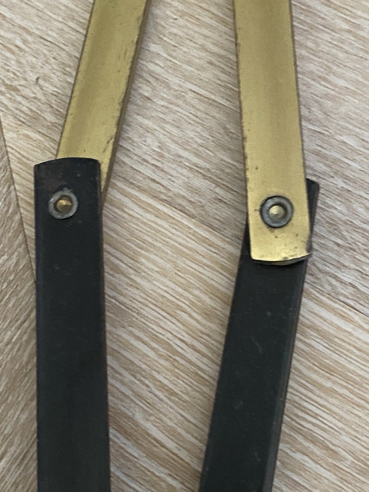 Fireplace Tools Vintage 3 Pc Iron Brass Accent & Stand Decor Unique