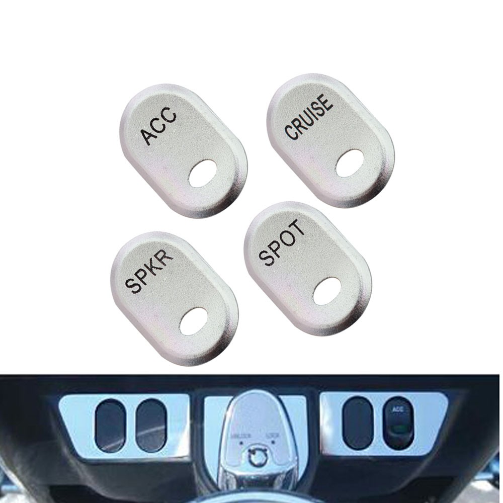 4pcs Silver Inner Fairing Switch Panel Dash Cap For Harley Touring Electra Glide