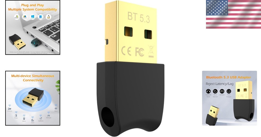 Plug & Play Mini Bluetooth 5.3 Adapter for PC – Compatible with Windows & Linux