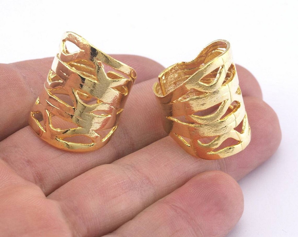 Adjustable Ring Shiny Gold Plated brass (18mm 8US inner size) 2992
