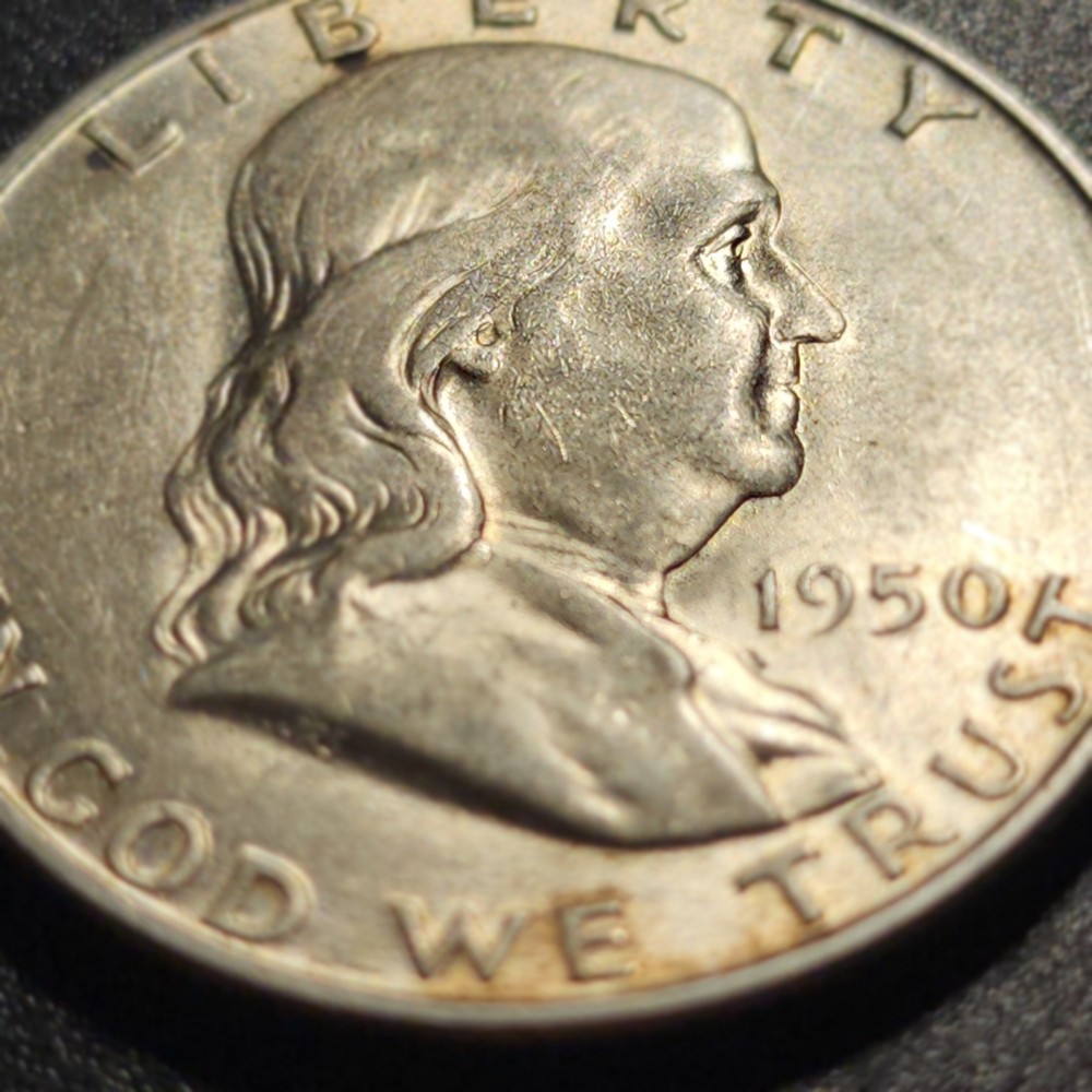 1950 D Franklin Silver Half Dollar, 50 c Coin