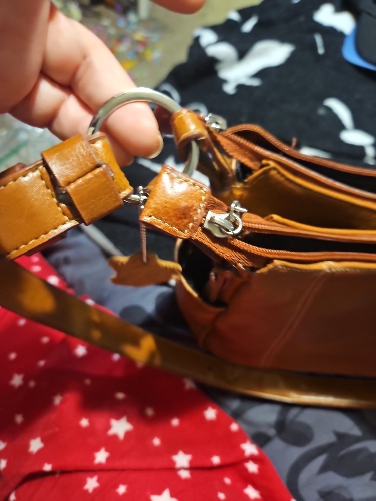 Madison Studio Retro Shoulder Bag Cognac Auth Leather Dual Pockets~ 3 Sections