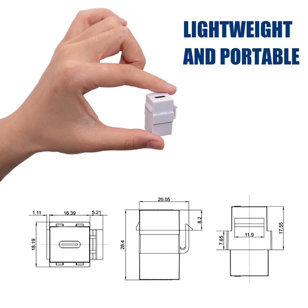 BERLAT USB C Keystone, C Keystone Jack Insert Adapters 3 Pack - White