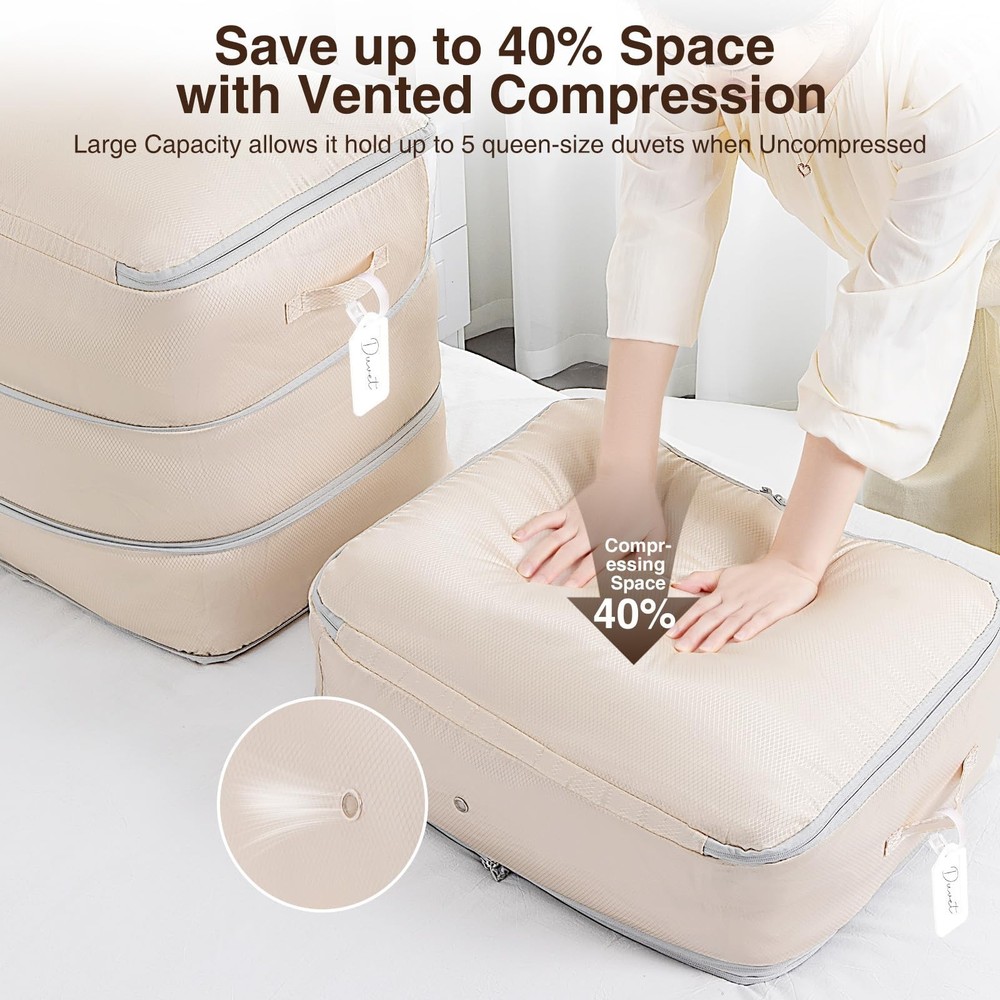 4 Pack Compression Storage Bags - 110L Large Capacity Comforter Storage Bag, ...
