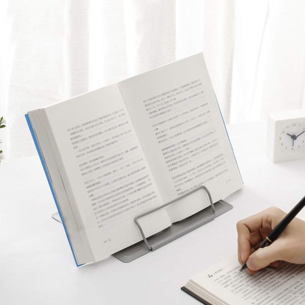 Portable and Foldable Grey Book Holder with 6 Adjustable Positions