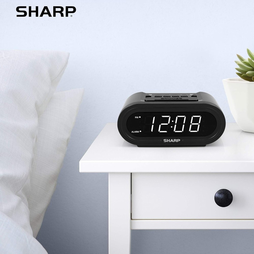 Easy Brightness Adjustment Digital Alarm Clock - Automatic Setup, Modern Design