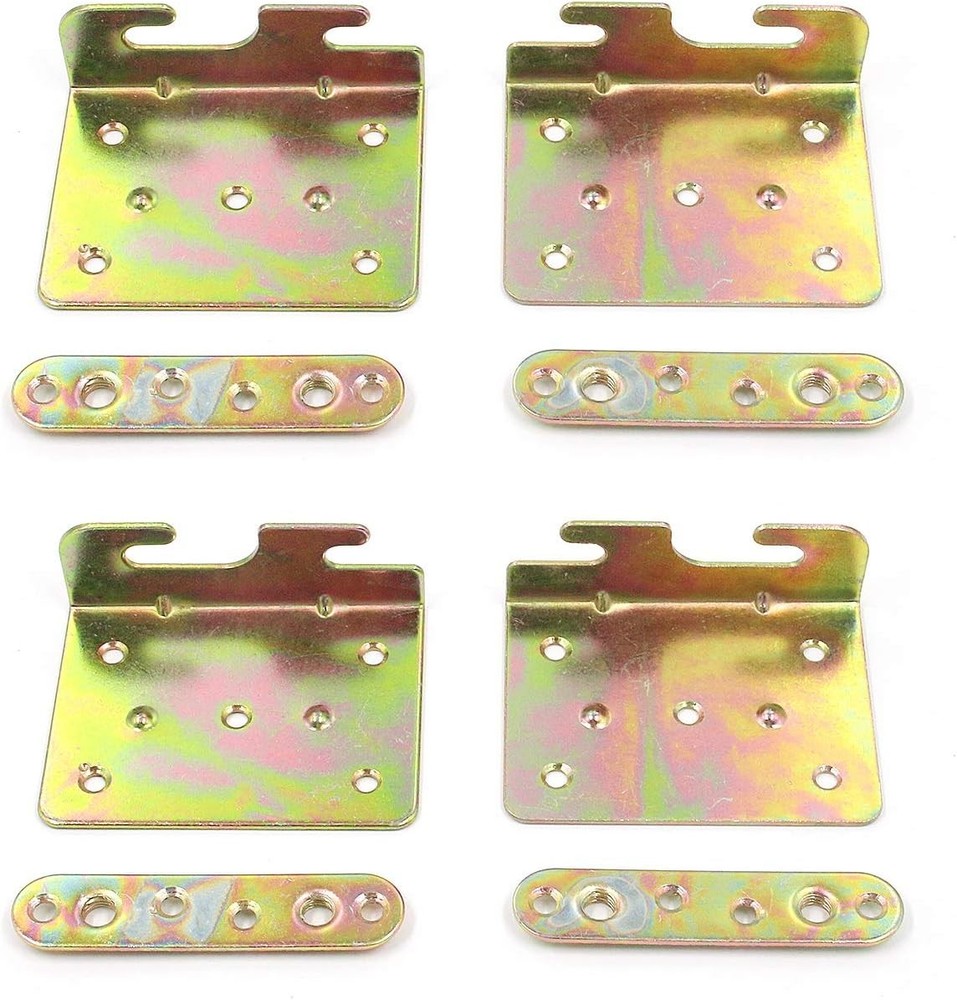 4 Pcs Universal Beds Rail Bracket Iron Bed 3.5" x 2.7", Right Angle Hook