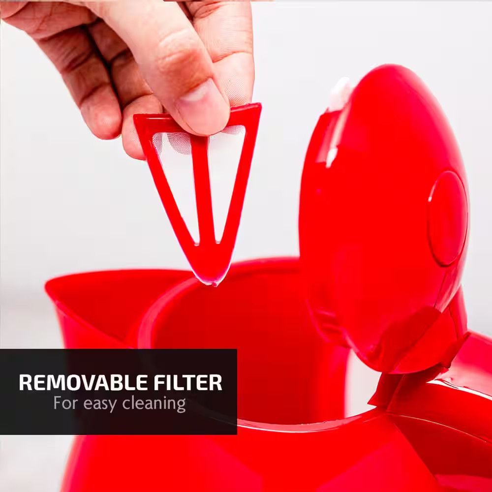 OVENTE KP72R 7-Cup Electric Kettle – Red, BPA-Free, Auto Shut-Off, 1100W