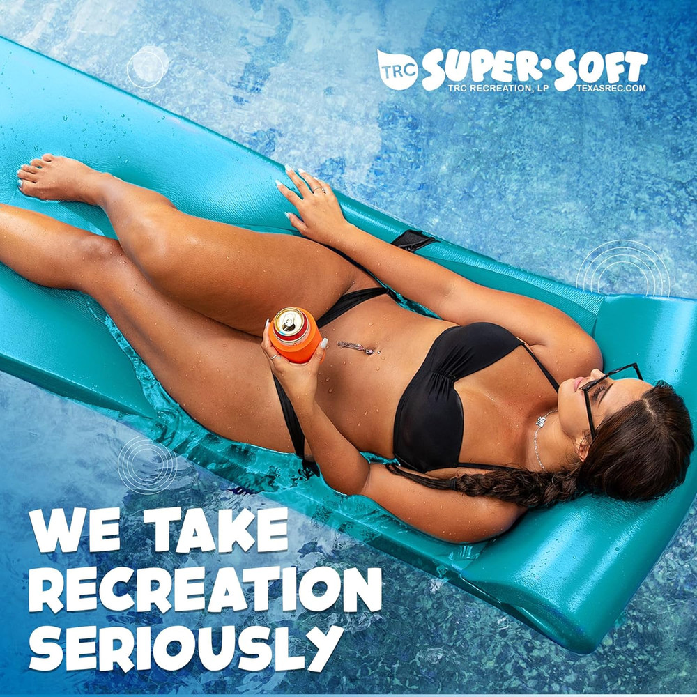 Sunsation 1.75" Thick Foam Pool Float Mat with Roll Pillow, 2 Pack, Teal