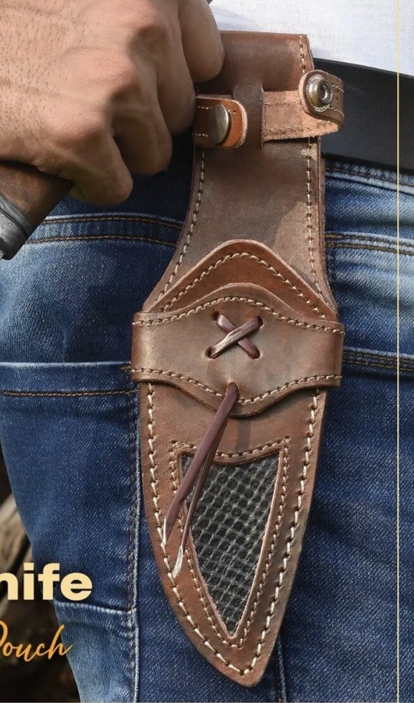 Leather Knife Sheath Fixed Hunting Blade Knives belt loop Vertical Holster