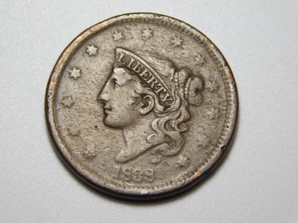 US COINS 1838 CORONET HEAD LARGE CENT