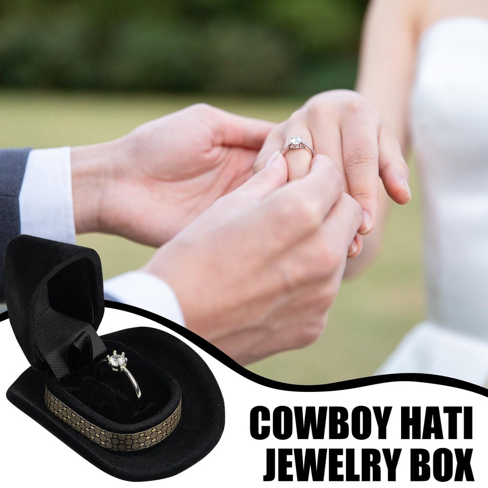 Proposal Ring Box Cowboy Hat Jewelry Box Creative Ring Box Small Ring Case fo...