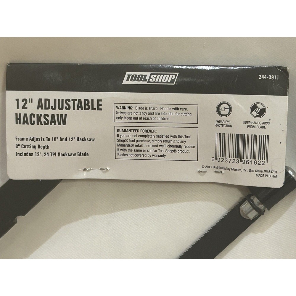 NIB Tool Shop 12" Adjustable Hacksaw