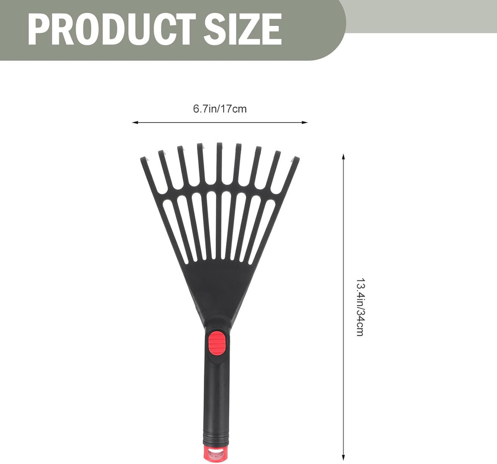2Pcs Plastic Leaf Rake with Short Handle Yard Garden Rake for Lawns, Grass, Flow