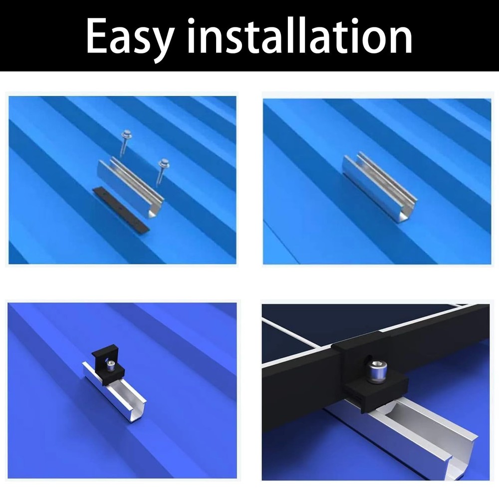 Solar Panel Bracket Kit, 12 Pcs Aluminium Mounting Rail 120mm, Solar Panel Mo...