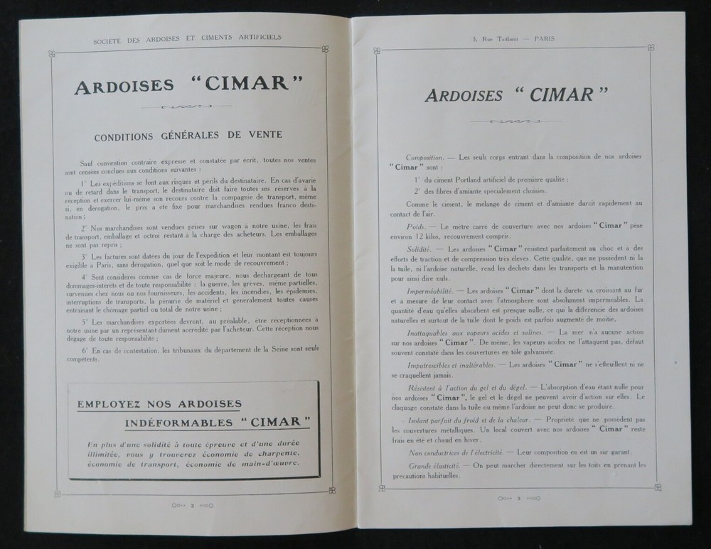 1923 CIMAR Artificial Slate and Cement Catalog Catalog