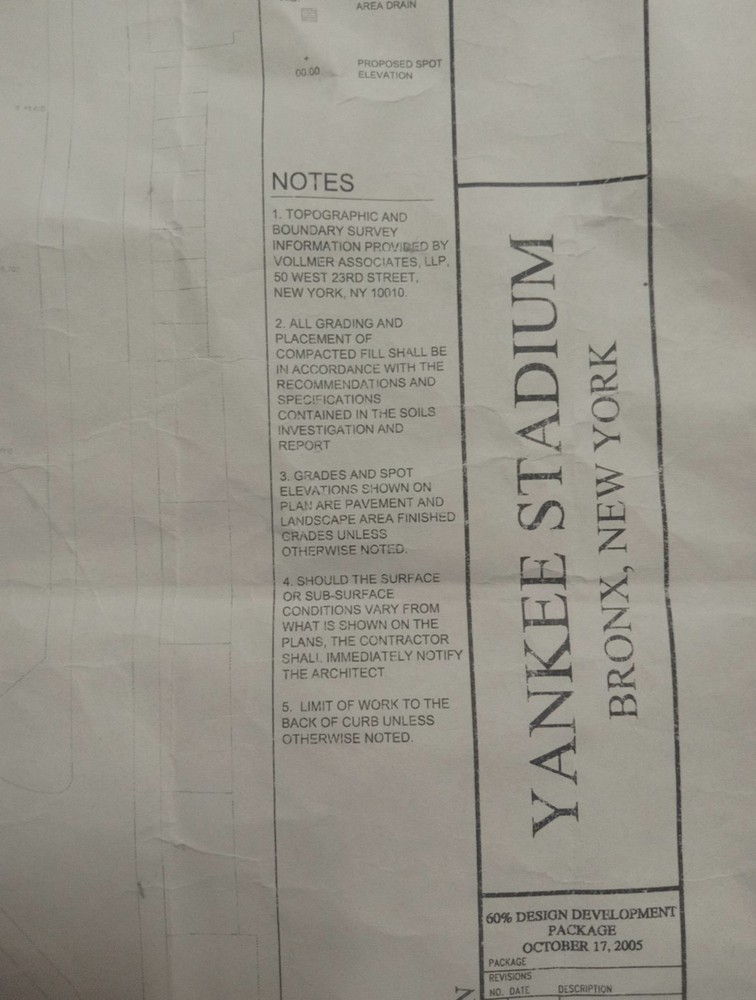 Yankee Stadium 2005 Site Grading Plan ("Blueprint")
