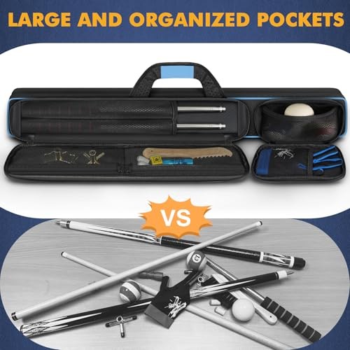 Pool Cue Case, Pool Stick Case 2x2 Holds 2 Sticks with 2 Blizzard Grey/Black