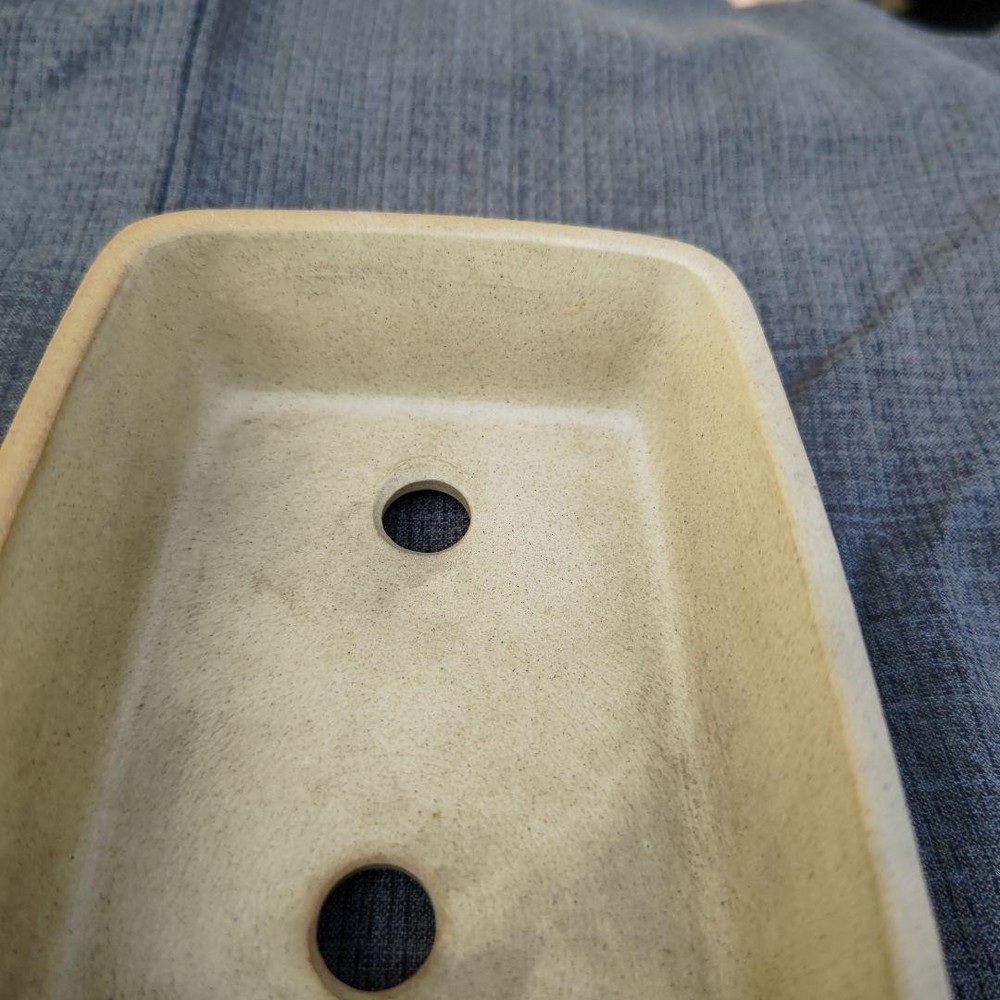 Rectangular Pottery Bonsai Pot Beige Japanese Art Shape Miniature Tree Container
