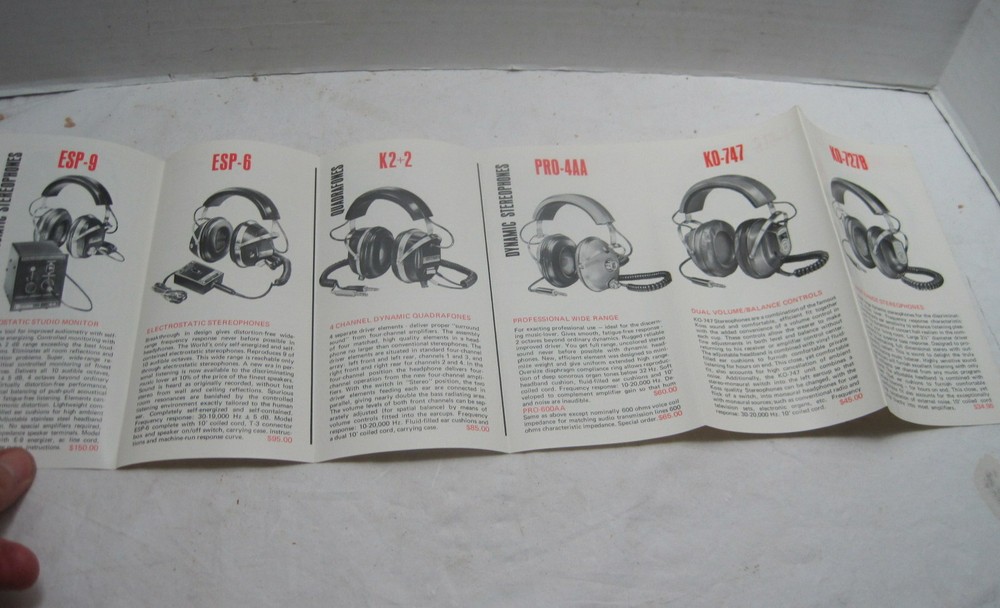Koss Headphone Full Line Brochure==Original!