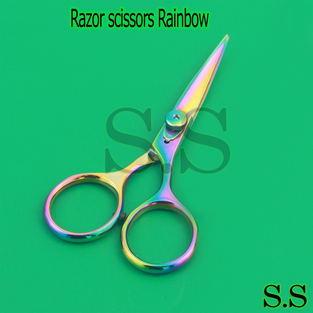 Razor scissors 5" Cvd Rainbow plasma coating extremely sharp fly tying,BTS-38
