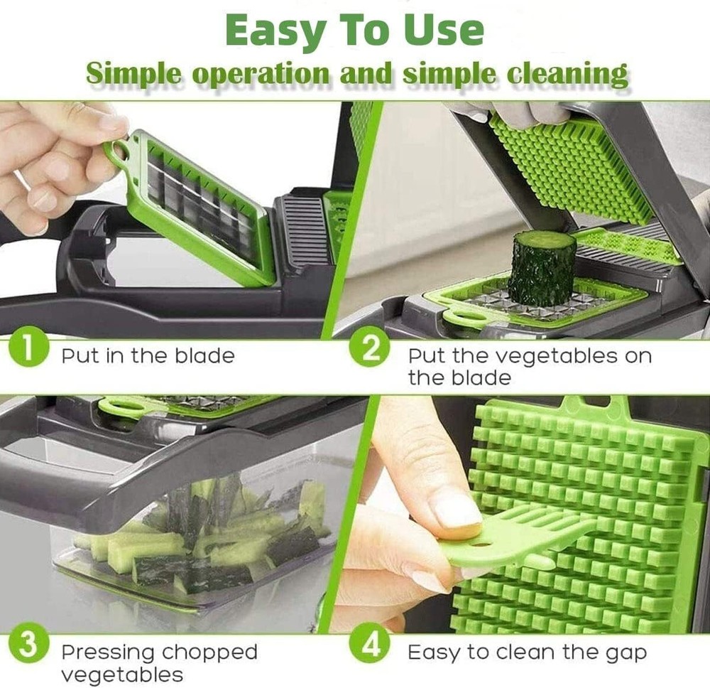 Vegetable Chopper 14 In 1 Mandoline Slicer Multi-Function Kitchen 7 Replaceable