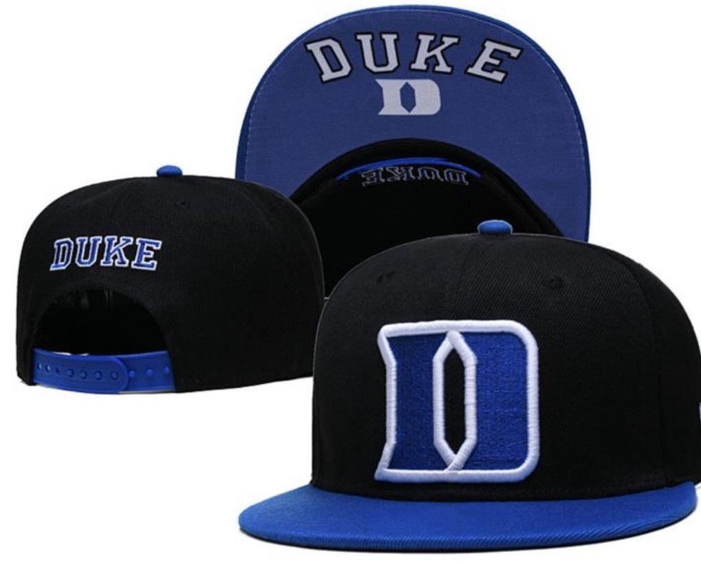 Blue Devils Style Snapback Hat | Black & Royal Flat Bill Cap Adjustable Fit