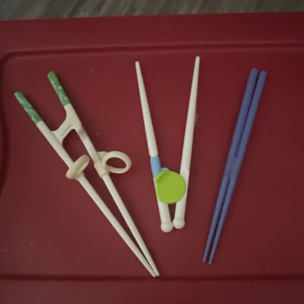 Kids Multicolor Plastic Chopsticks Set of 3, Reusable, Solid Handle