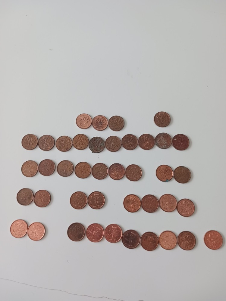 Bundle 41 1 Cent Canada Coins All Different Dates From 1963 To 2011