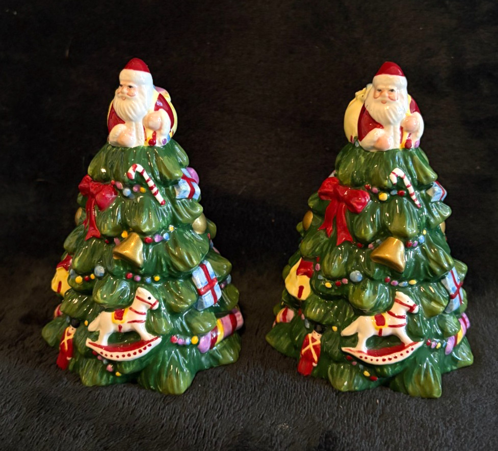 2005 Spode Christmas Tree Figural Salt & Pepper Set...Hand Painted
