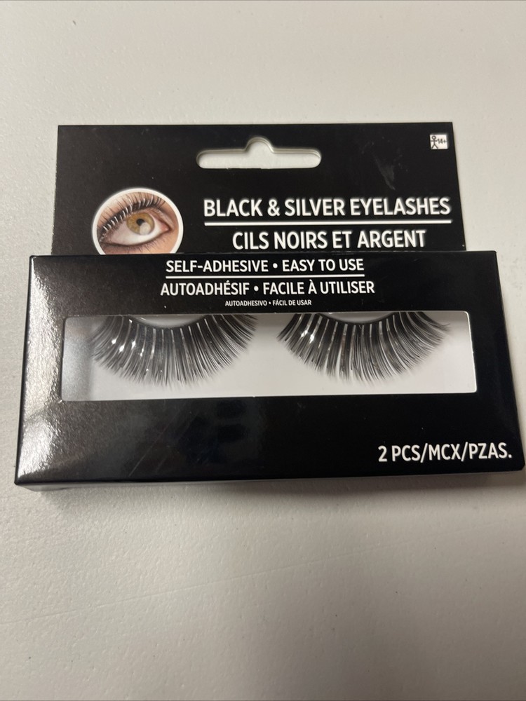 Black/Silver Eyelashes - Metallic - Long New