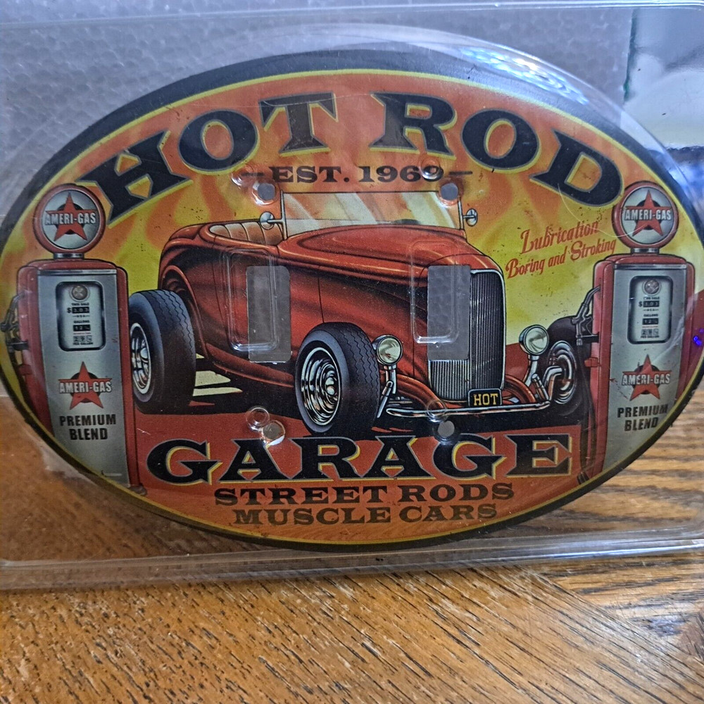 Oval Hot Rod Garage Double Switch Plate