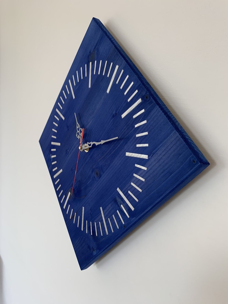 wooden wall clock, color blue