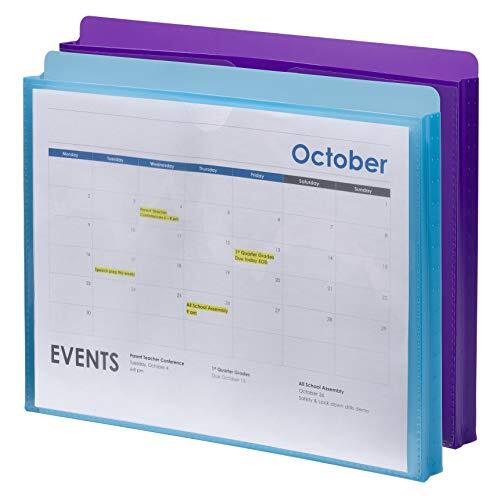 Poly File Jacket with Clear Sleeve, Straight-Cut Tab, 1" Expansion, 2 per Pack