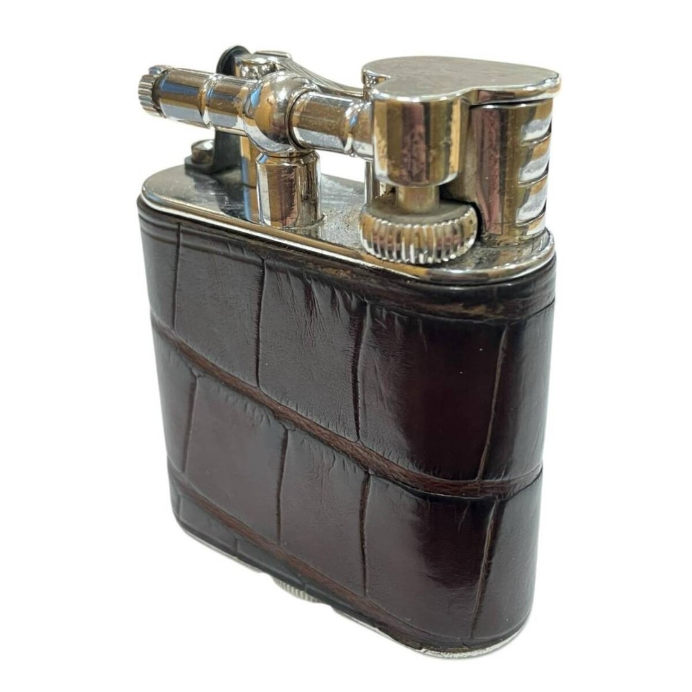 Working Dunhill Oil lighter silver brown hammer without box