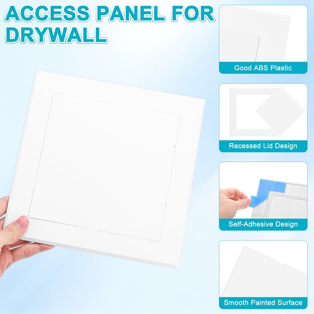 2-Pack Access Panel for Drywall, 6x6" Plastic Removable [White, Square]