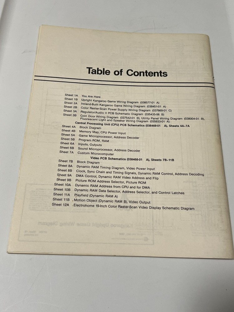 ATARI 1982 KANGAROO MANUAL AND SCHEMATIC PACKAGE MANUAL W/2 FLYERS