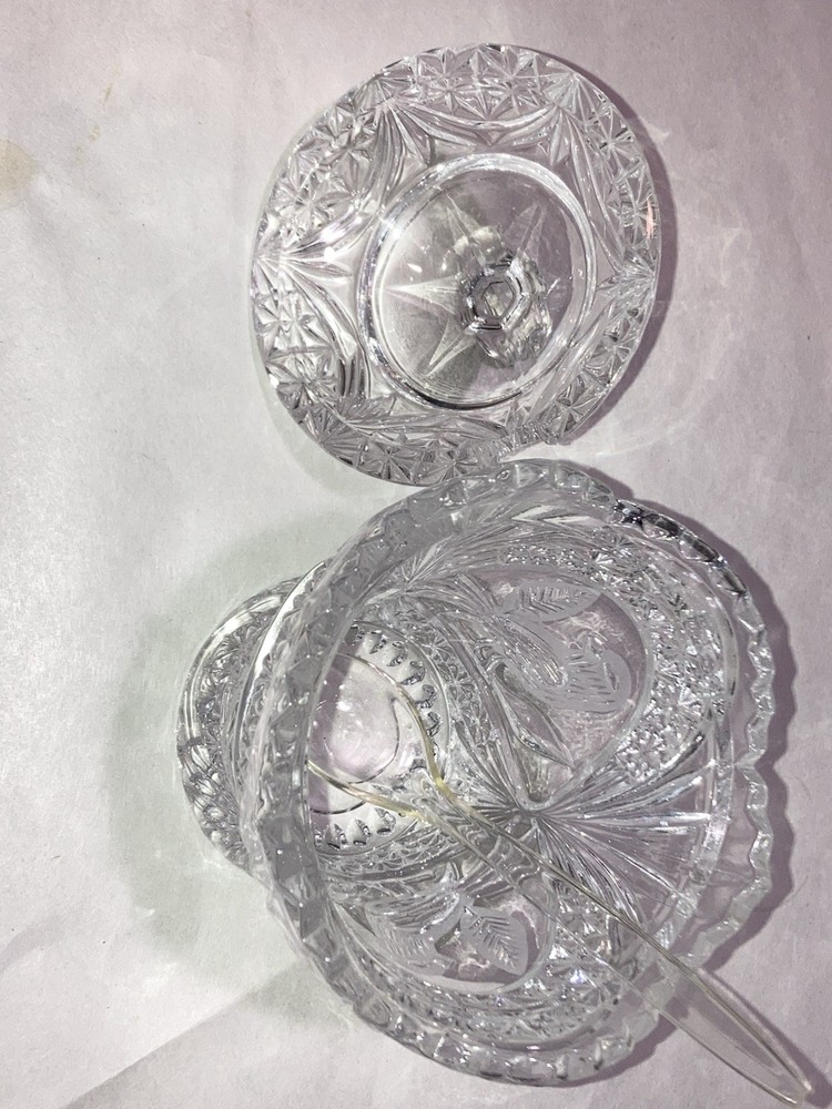 Hofbauer Byrdes Crystal Jam or Condiment Jar With Spoon