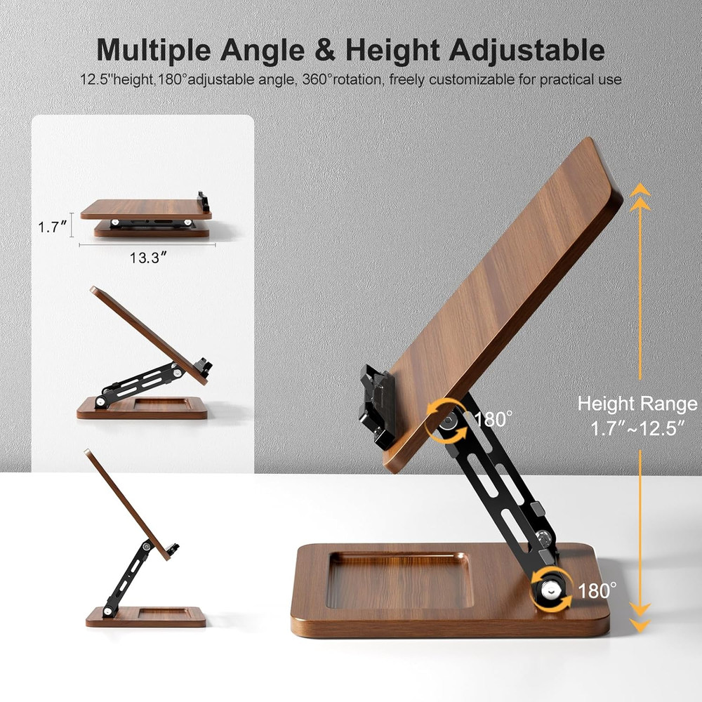 Book Stand for Reading with Light,Book Holders for Reading Hands Free, Adjusta..