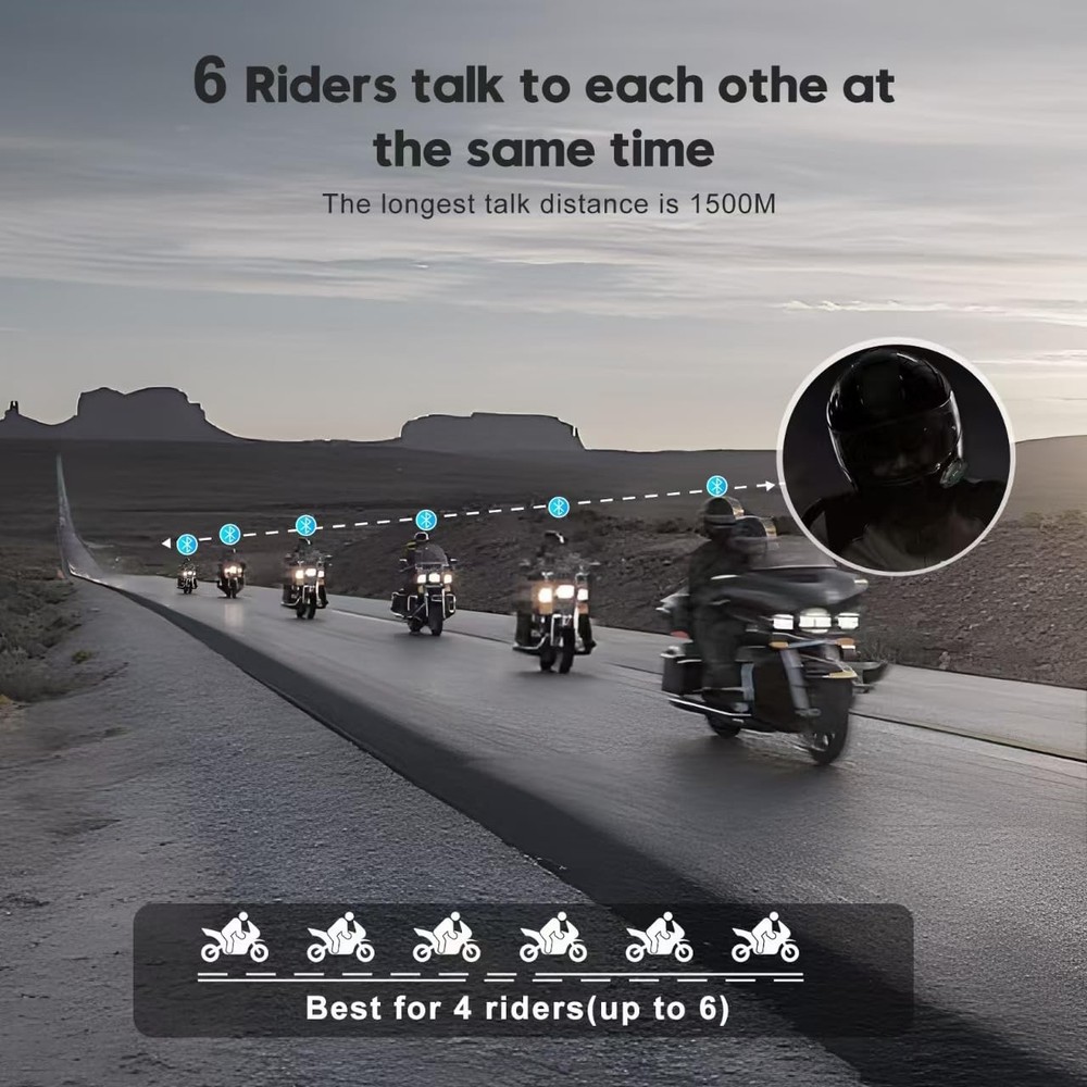 SKYVENT Q4 Motorcycle Bluetooth Communication System Headset One Size, Black