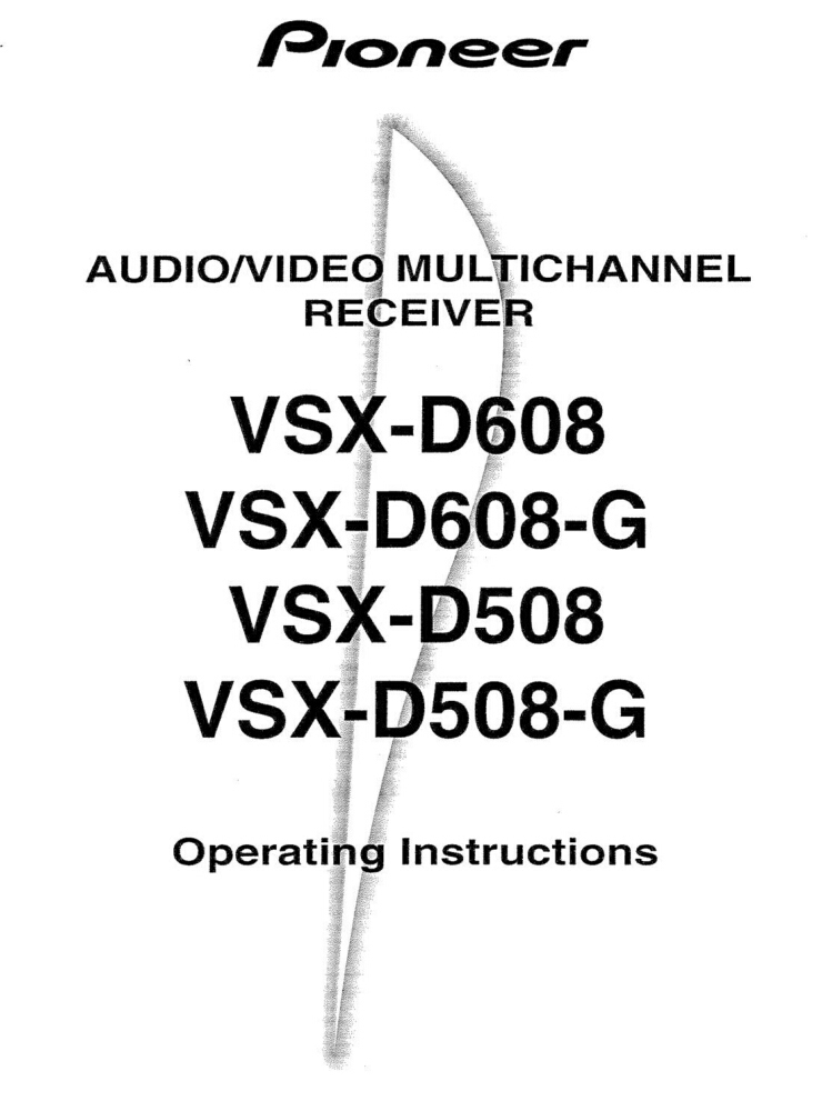 Pioneer VSX-D508 Receiver Owners Manual