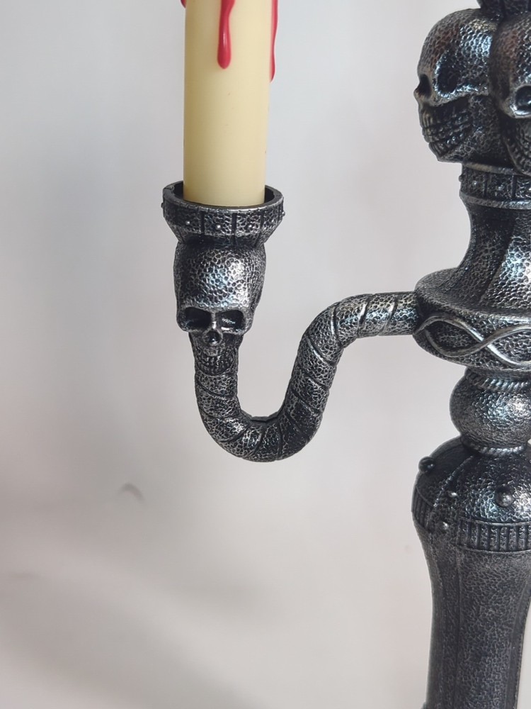 Battery Operated Skull Candelabra Plastic 14" Works